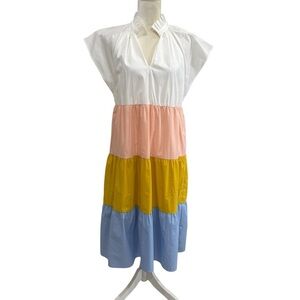 CROSBY by Mollie Burch Small Cap Sleeve Color Block Watts Midi Dress NWT $292